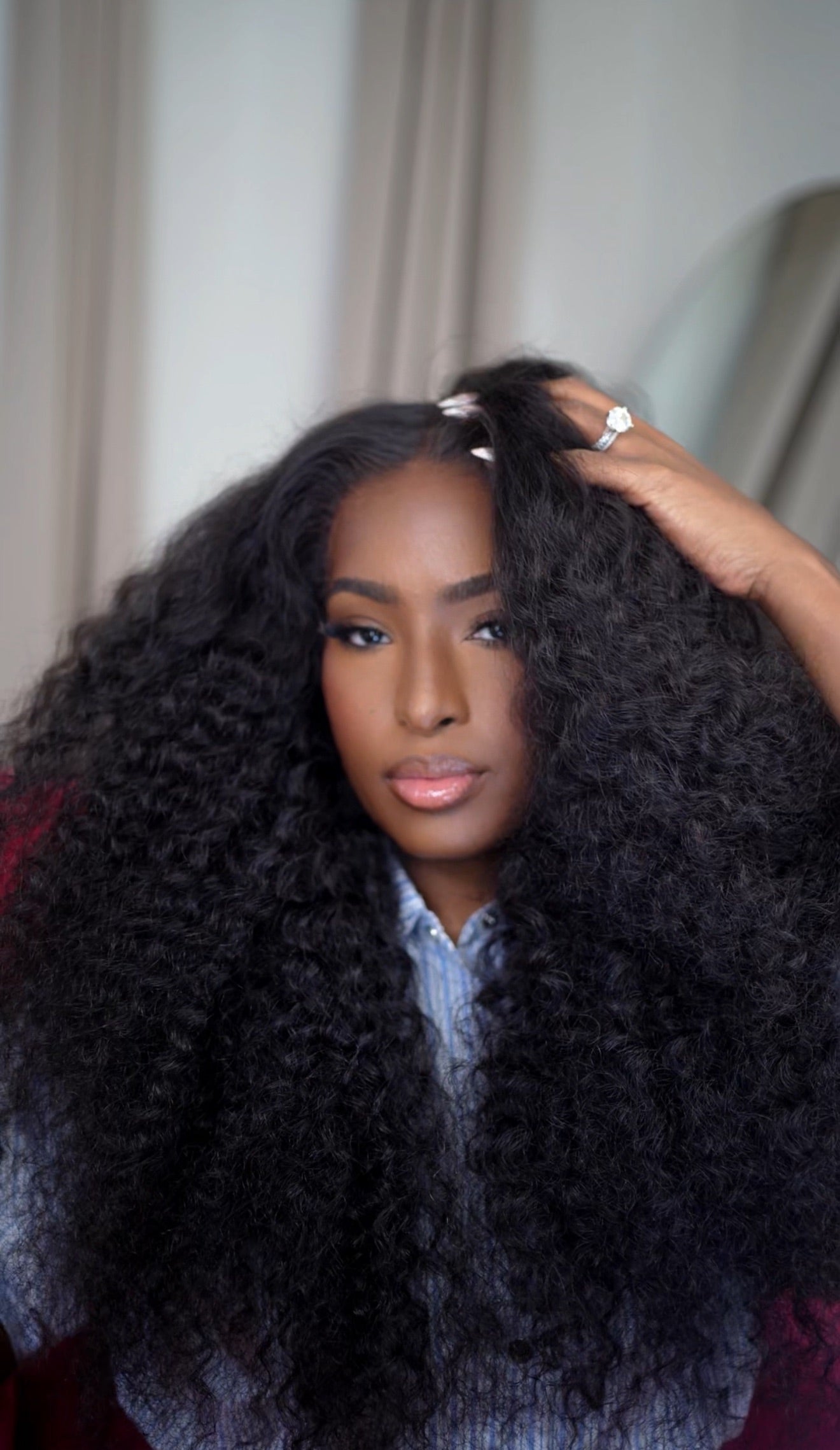 WIGFEVER - 26” Water Wave Wear Go Glueless 7x4 HD Lace Front Human Hair Wig with Pre-Bleached Knots & Pre-Plucked Hairline 180% Density Breathable Cap