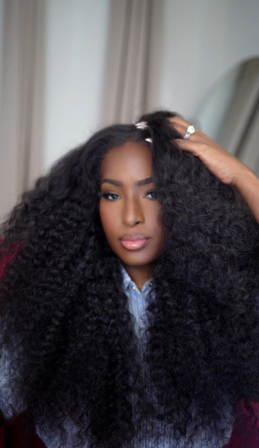 WIGFEVER - 26” Water Wave Wear Go Glueless 7x4 HD Lace Front Human Hair Wig with Pre-Bleached Knots & Pre-Plucked Hairline 180% Density Breathable Cap